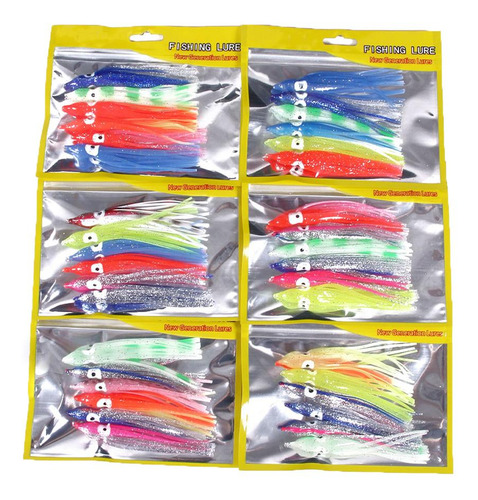 4 X 2x6 Uds Señuelos De Pesca Faldas De Calamar 4 Piezas