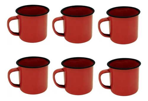 Jogo C/ 10 Mini Canecas Esmaltadas Para Café 5cm Vermelha Cor Vermelho