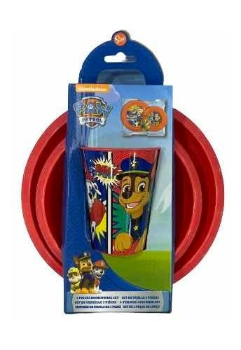 Set De Plato Y Vasos Paw Patrol