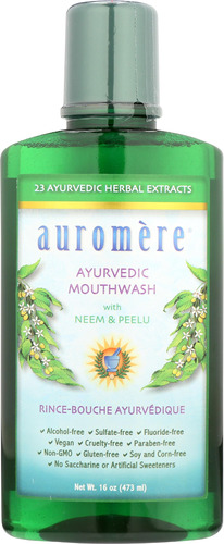 Auromere Enjuague Bucal Ayurvedico, Sin Fluor, Sin Alcohol,