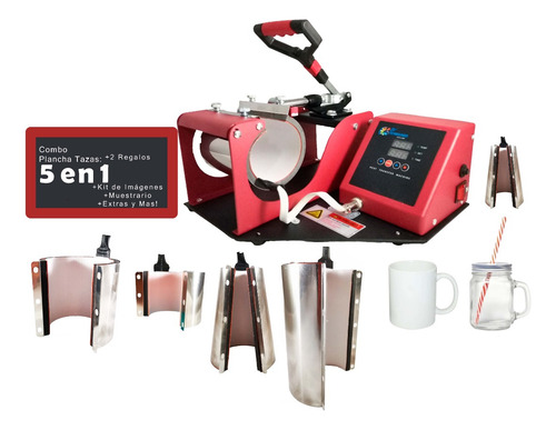 Combo 5 En 1 Plancha Tazas Sublimación Regalos S/8