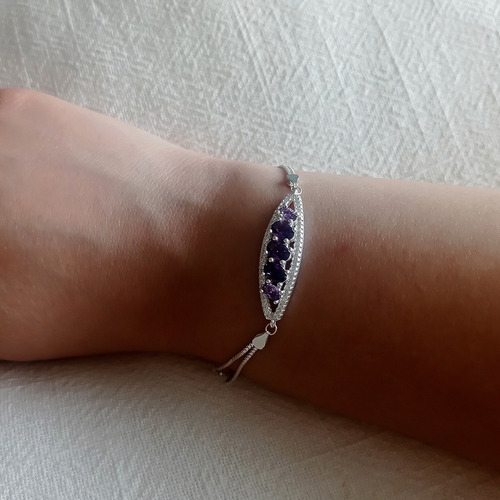 Imagen 5 de 5 de Pulsera Plata 925 Modelo Bella Violeta