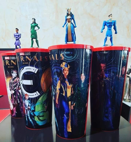 Colección 4 Vasos Cinemex Eternals Marvel C /figuras