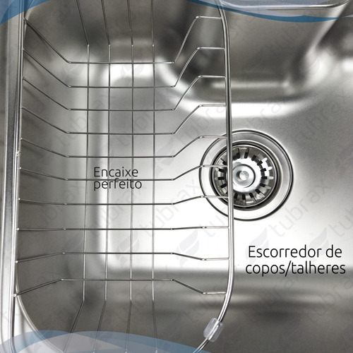 Imagem 2 de 8 de Cuba Pia Cozinha Gourmet Aço Inox Tubrax 50x40 C/ Acessórios
