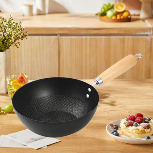 Sartén Wok De Fondo Plano, Olla De 20cm, Antiadherente Sin