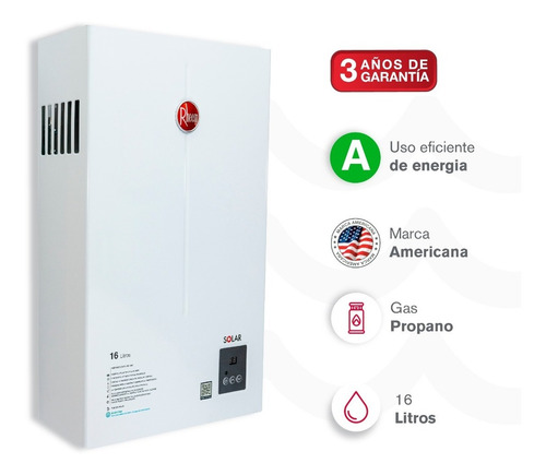Calentador Rheem 16lt Digital Tiro Natural Gas Propano Glp