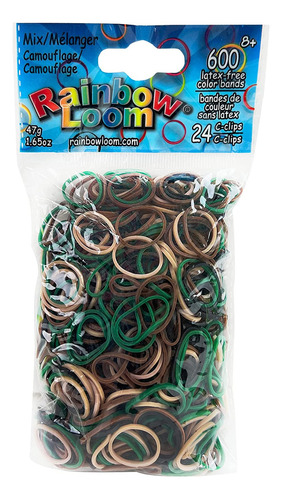 Bandas De Goma De Camuflaje Rainbow Loom Con 24 Clips En C (