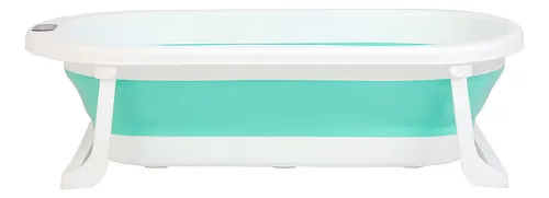 Bañito Plegable Con Termómetro Digital Y Colchón Baby Splash Color Verde Menta