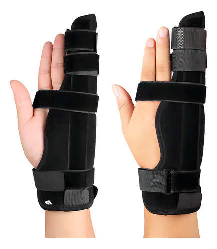 Férula De Aluminio Para Muñeca Con Protector De Dedos Color Negro