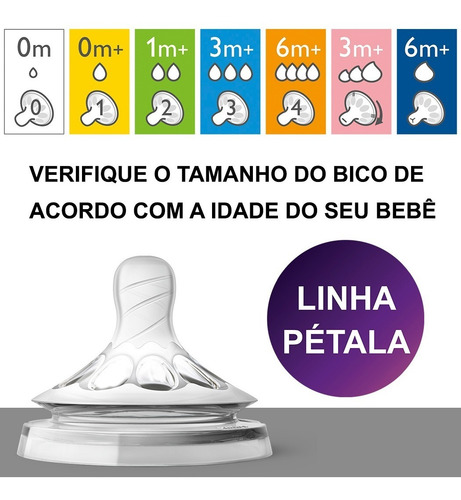 3 Mamadeira Avent Petala - Anticolica 100%original (rosa)