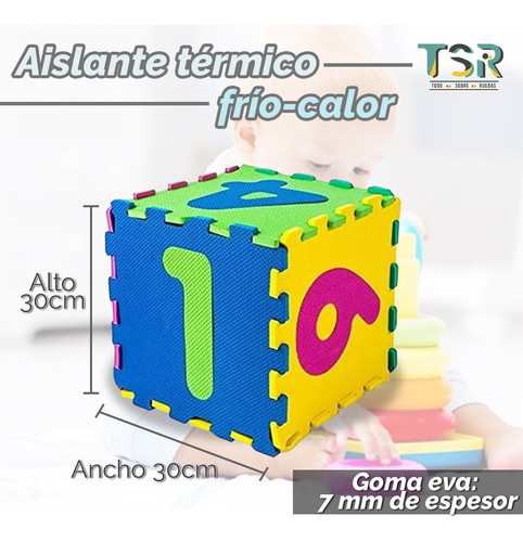 Imagen 2 de 5 de Piso Alfombra De Goma Eva Nene 10 Piezas Bebe Letritas Abc