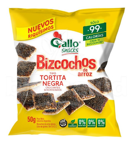 Bizcochos Gallo De Arroz Tortita Negra X 50 Gr