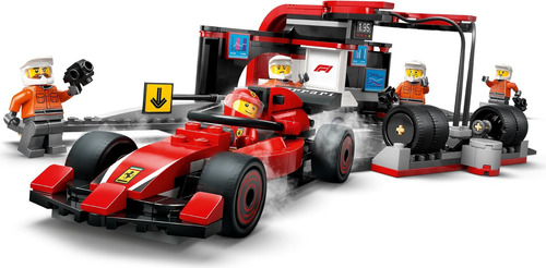 Lego 60443 - Pit Stop E Equipe De Box Com Carro Ferrari City