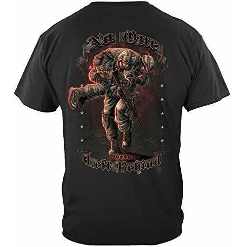 Military T-shirt Soldier No One Get Left Behind Black