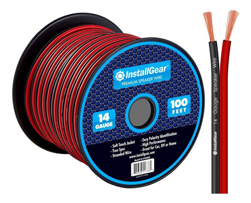 Cable De Parlante Installgear Calibre 14 Awg 100 Pies - Rojo