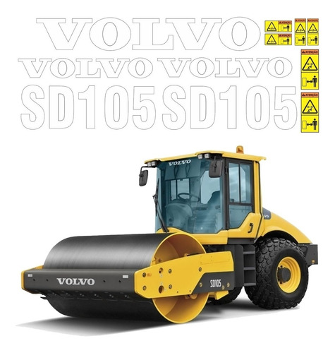 Kit Adesivos Rolo Compactador Volvo Sd105 00521 