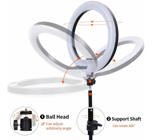 Imagem 3 de 5 de Iluminador Ring Ligth Anel Luz 26cm Make Fotos Com Tripé 1.60 Kit Completo Dimmer Selfie Youtuber Blogueiro Maquiagem