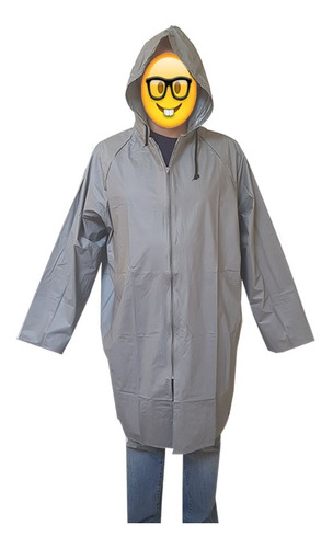 Impermeable Para Motociclista Poncho Con Cierre Gris Plata Unisex