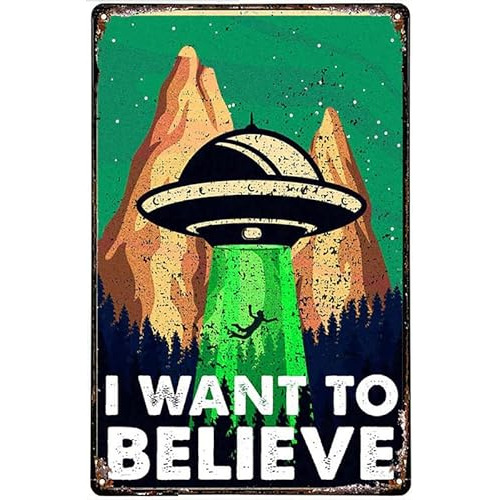 Señal De Estaño Vintage  Alien I Want To Believe , Re...