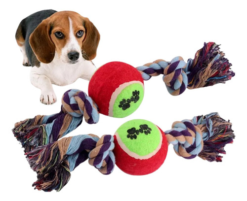 Juguete De Mascota Pelota Tenis Mas Trenzas X2und