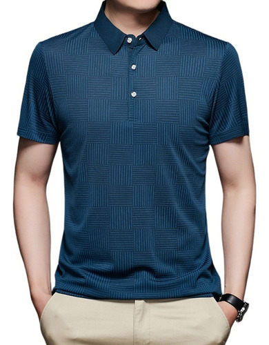 Tendencia Versátil Cuello De Solapa Negocios Hombre Polo