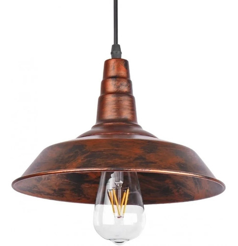 Lampara Colgante De Techo Vintage Led Campana Bronce Unilux