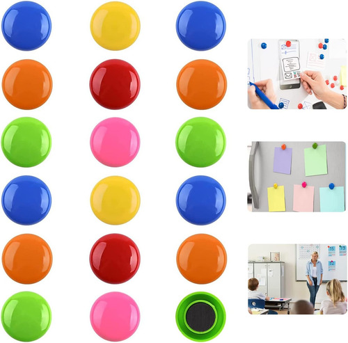 Imanes De Oficina, 12 Piezas Coloridas Redondas Para Refrige