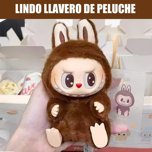 Para Labubu Macaron Monsters Vinilo Peluche Llavero 2,marrón