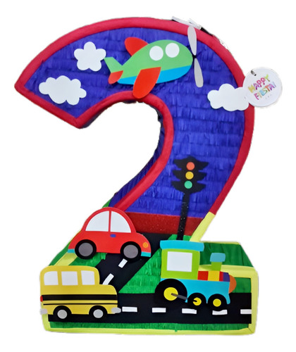 Piñata Personalizada #2 Autos Azul Autos Geométrico 70 Cm