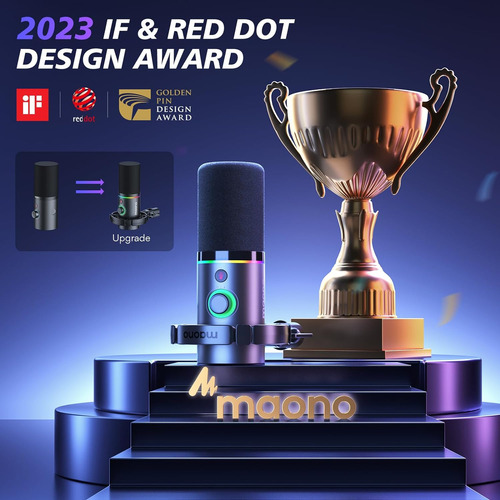 Maono Xlr/usb Kit De Micrófono Dinámico, Rgb Podcast Mic...