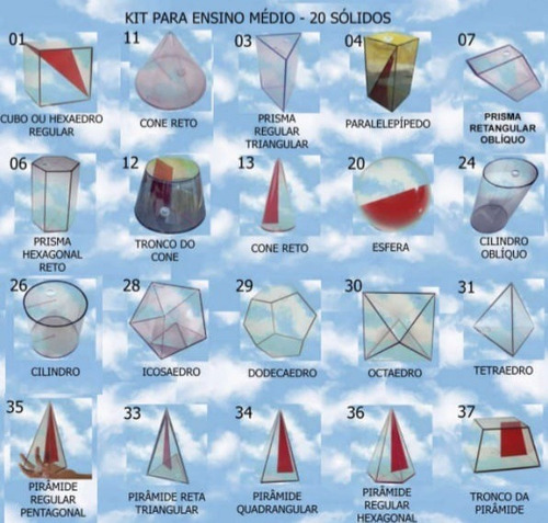 Sólidos Geométricos Em Acrílico Com 20 Peças