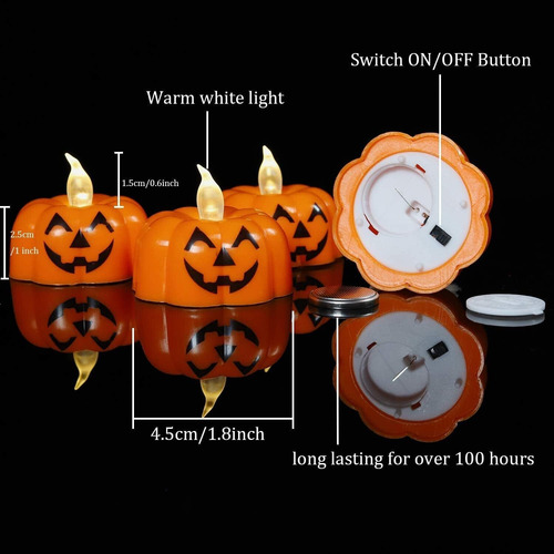 12pcs Candelitas De Calabaza Velas Luces De Té Sin Llama