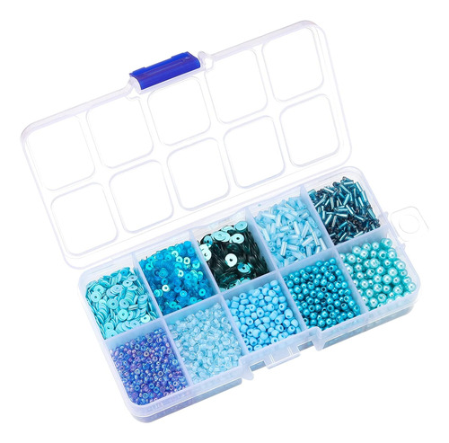 Cuentas Para Manualidades Hiswan , Pack X80g + Caja , Azul