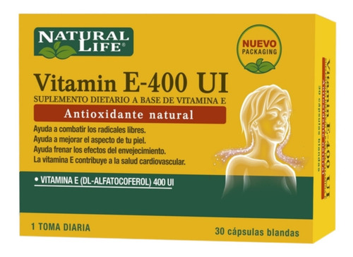 Vitamina E 400iu X 30 Capsulas Blandas Natural Life