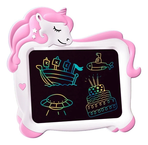 Tablet Pizarra Infantil Mágica Lcd 10 Pulgadas Unicornio Color Rosa