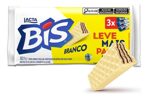 Chocolate Bis Branco Laka - Kit Com 3 Unidades De 100,8g