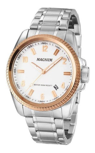Relógio Magnum Masculino Prateado Ma34085q Prata