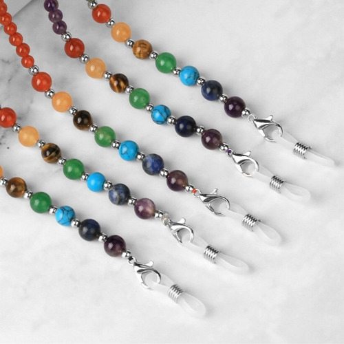 Imagen 3 de 5 de Colgante Para Gafas De Obsidiana Natural 7 Chakras