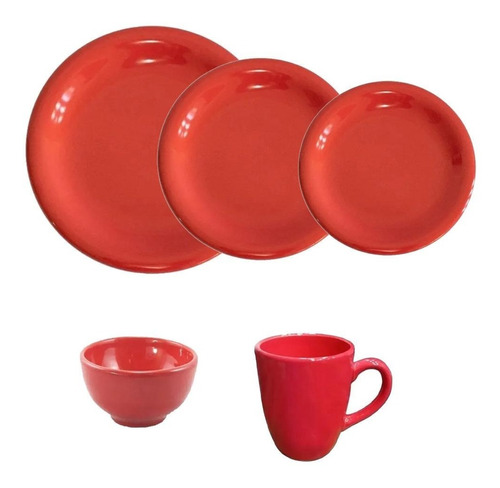 Set Cocina 30 Vajilla Ceramica  18 Platos  6 Bowls  6 Tazas 