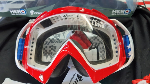 Premium Antiparra Thor Goggle Hero S9 Roja Motocross Endur