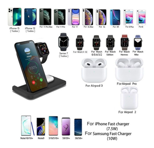 Imagem 4 de 6 de Base De Carregamento Indução 3 Em 1 Para iPhone Watch Airpod