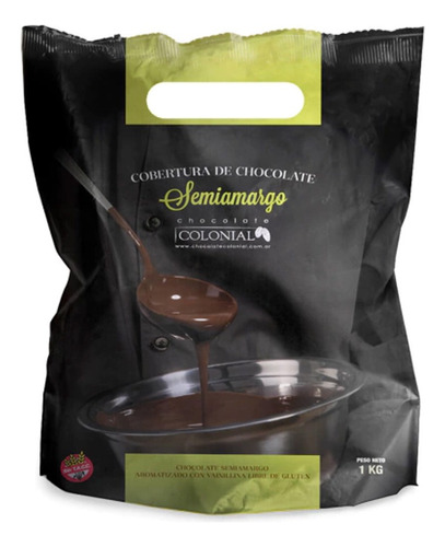 Cobertura De Chocolate Semiamargo Colonial 1 Kg X 4 U