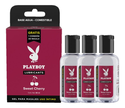 Imagen 1 de 4 de 3 Pack De Playboy Lubricants Sexy Cherry 60ml C/u