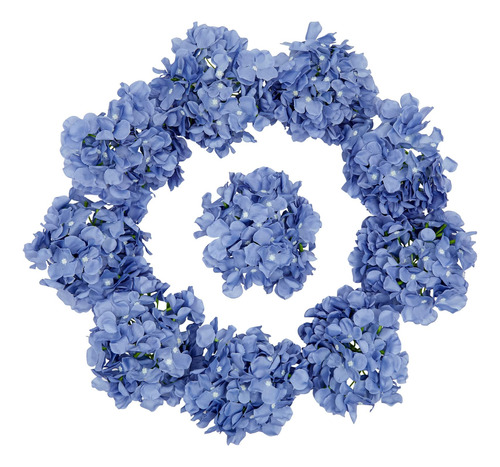 10 Flor Artificial Hortensia Azul Tallo Para Boda Centro 13 