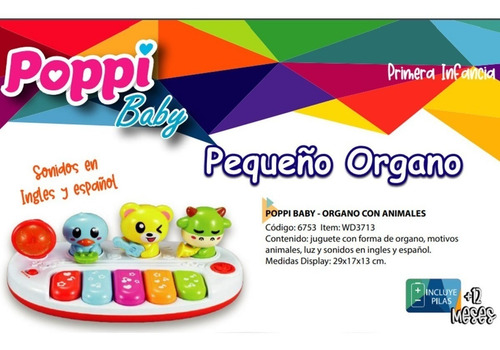Imagen 3 de 4 de Organo Musical Primera Infancia Animales 2 Idiomas Bebe