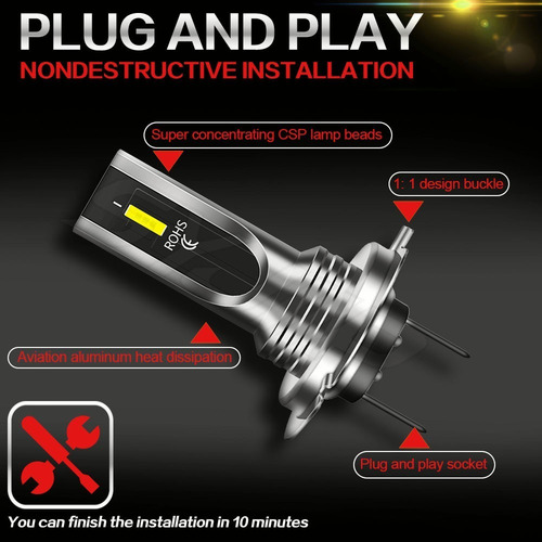 Kit De Focos Led H7 De Repuesto Para Faros Delanteros De Xen