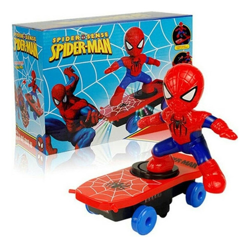 Homem Aranha Música Eletrônica Scooter Toy Stunt Turnover Au Personagem Vermelho e Azul