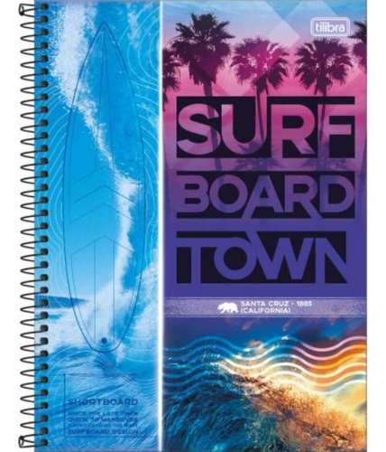 Caderno Sunset Capa Dura 1 Matéria 80 Folhas Surf Board
