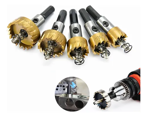 Kit Brocas Serra Copo 5pçs Aço Ferro Alumínio Hss 16 A 30mm
