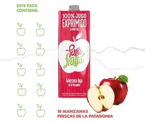 Imagen 3 de 4 de Jugo Manzana Roja Pura Frutta 1 Litro